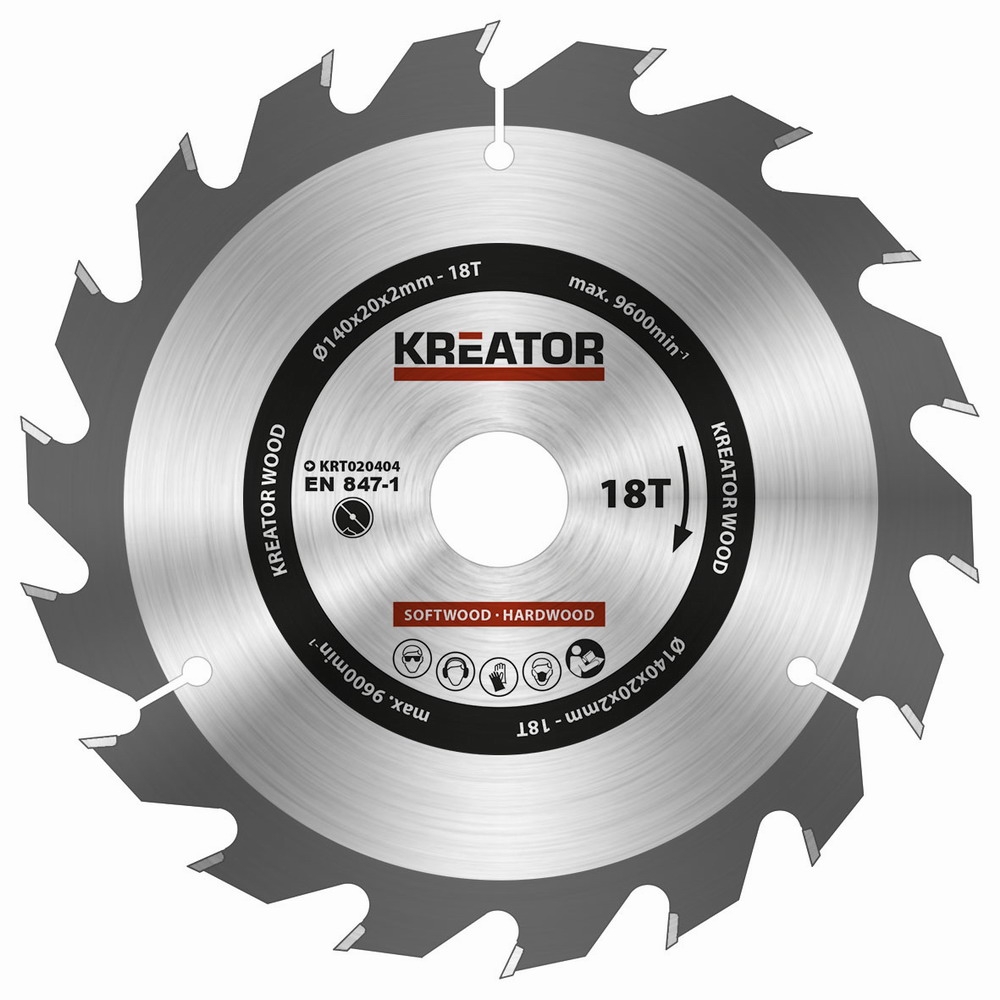 KREATOR Pilový kotouč na dřevo 140mm, 18T