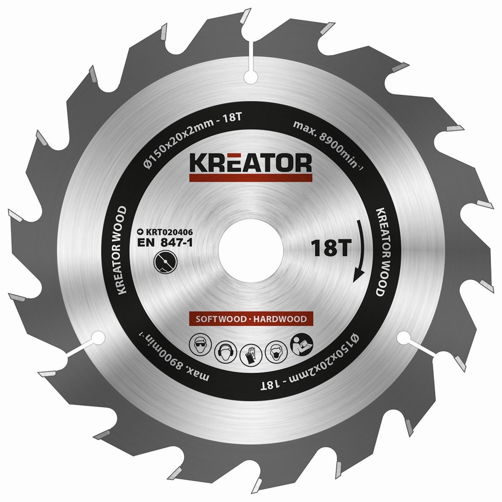 KREATOR Pilový kotouč na dřevo 150mm, 18T