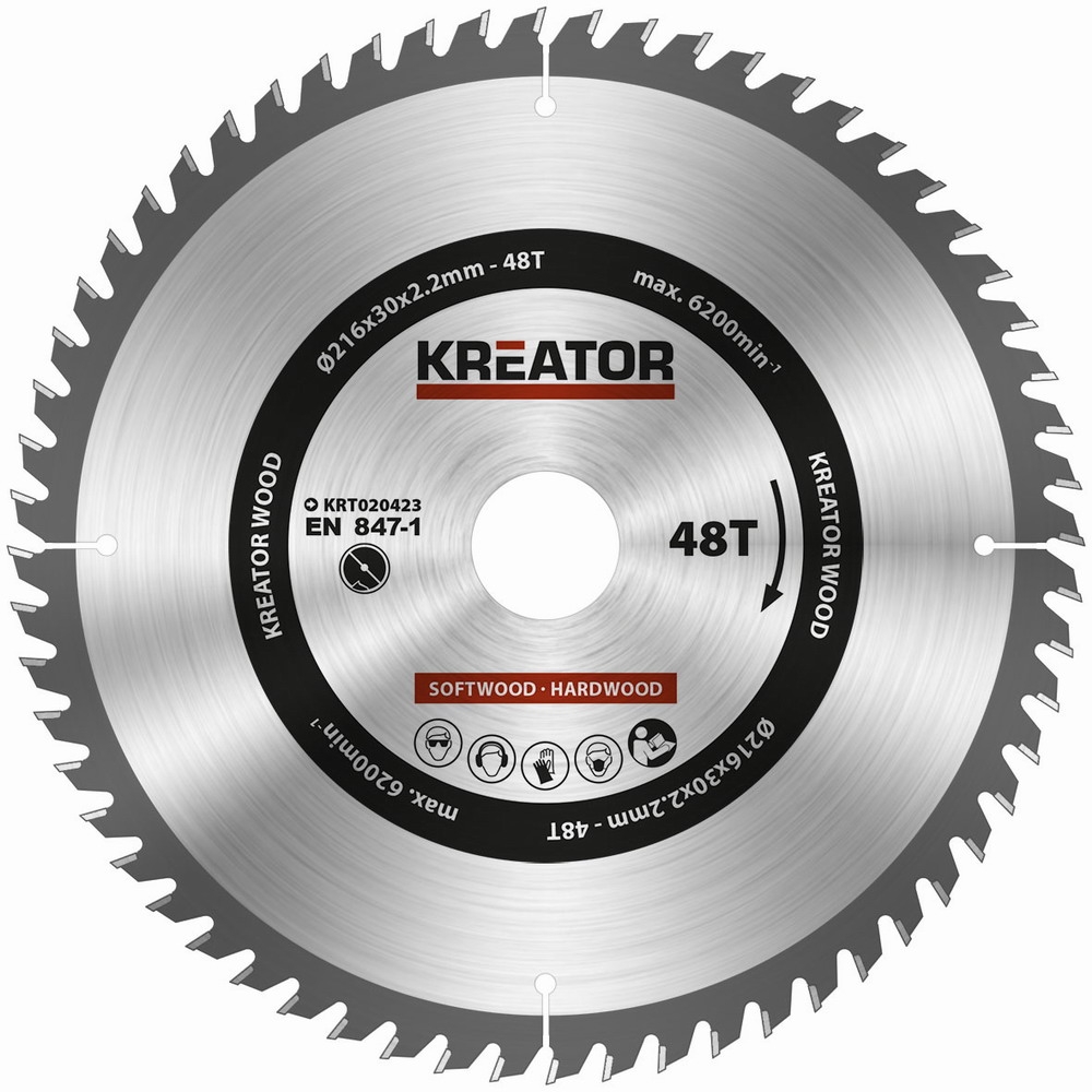 KREATOR Pilový kotouč na dřevo 216mm, 48T