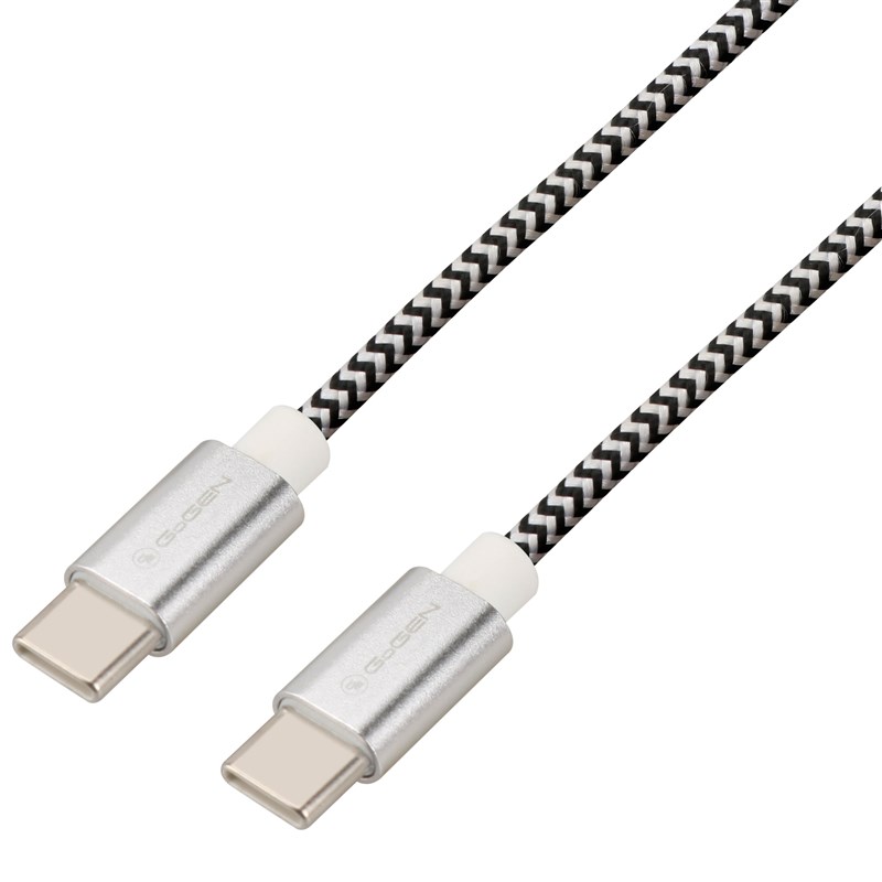 GOGEN Kabel GoGEN USB-C / USB-C, 3m, opletený - stříbrný