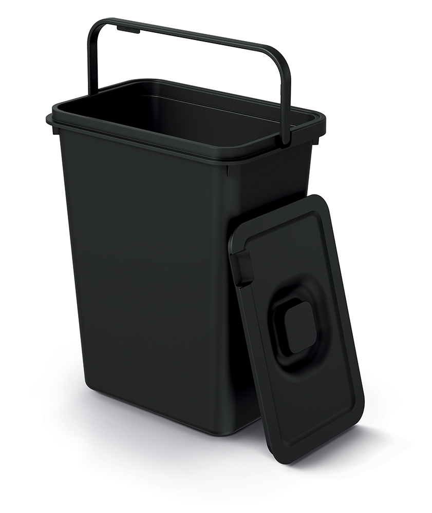 PROSPERPLAST Odpadkový koš SYSTEMA BASIC FLAP recyklovaný černý, objem 10l