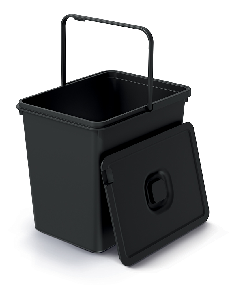 PROSPERPLAST Odpadkový koš SYSTEMA BASIC FLAP recyklovaný černý, objem 23l