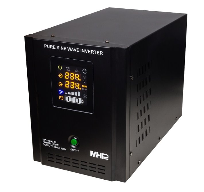 MHPOWER Napěťový měnič MHPower MPU-1200-12 12V/230V, 1200W, funkce UPS, čistý sinus