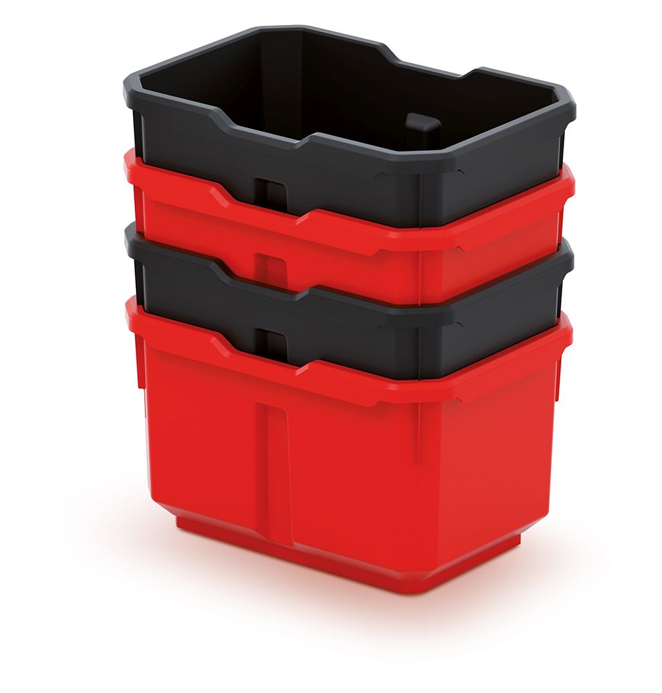 PROSPERPLAST Sada 4 plastových boxů na nářadí TITAN BOX 156x110x195 černé/červené
