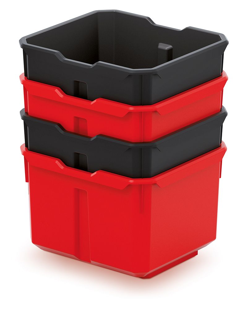 PROSPERPLAST Sada 4 plastových boxů na nářadí X BLOCK BOX 157x140x210 černé/červené