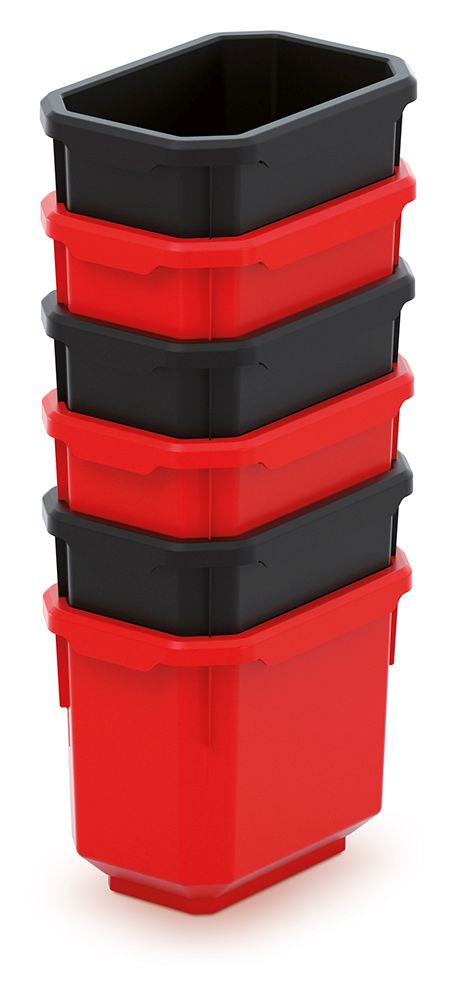 PROSPERPLAST Sada 6 plastových boxů na nářadí TITAN BOX 110x75x263 černé/červené