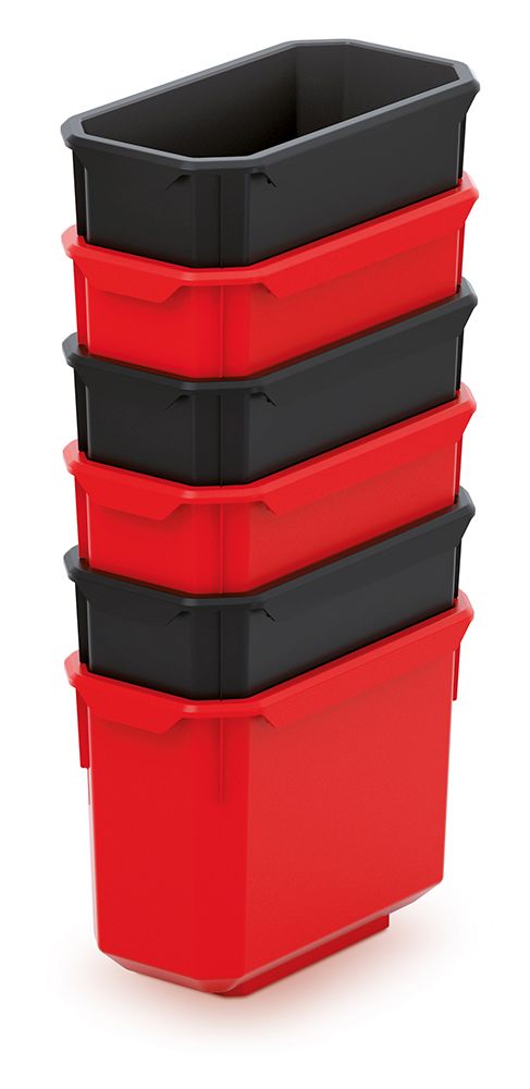 PROSPERPLAST Sada 6 plastových boxů na nářadí X BLOCK BOX 140x75x280 černé/červené